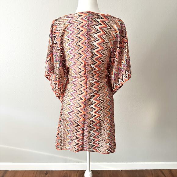 BECCA‎ Sundown Crochet Knit Tunic Metallic Sheer Beach Cover Up Women's Size M/L - Picture 7 of 13
